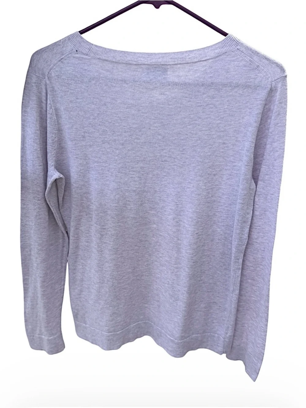 J.Crew Women's Light Heathered Lavender Cotton Teddie Crewneck Sweater